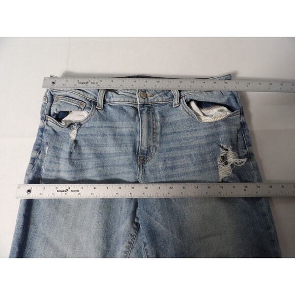 Willow + Root Jeans Midrise Girlfirend Sz 32 Distressed Cropped Blue Denim Stret - Picture 12 of 15